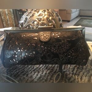 Patricia Nash Black Laser Cut Athena Shoulder bag